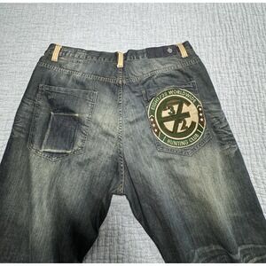 8732 Embroidered Baggy Jeans Young Jezzy Brand Hip Hop Streetwear Y2K Mens 42x34